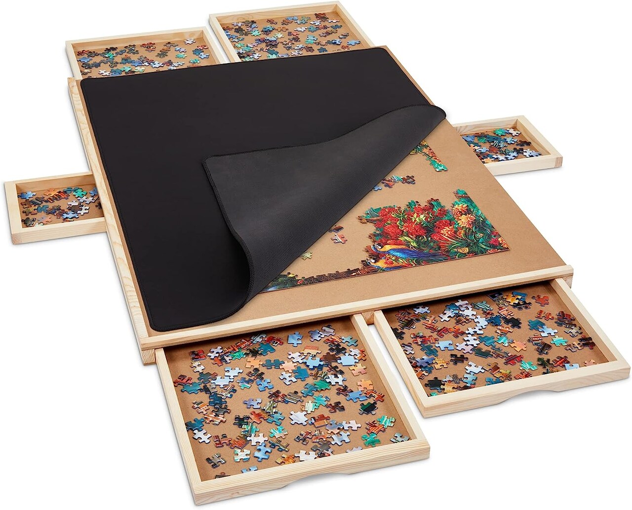 SkyMall 1500 Piece Puzzle Board W/Mat, 27” x 35” Wooden Jigsaw Puzzle Table
